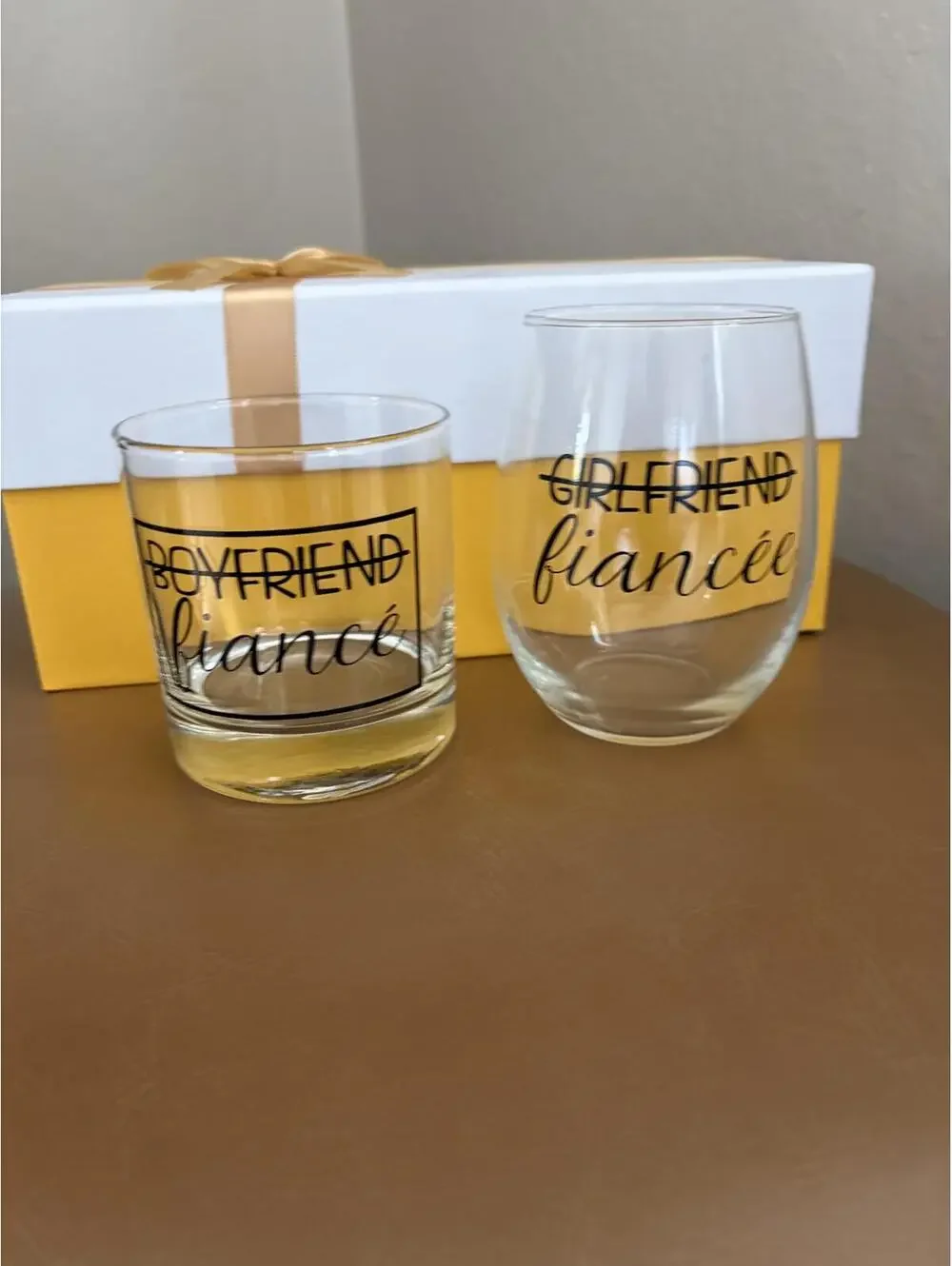 New fiancé glasses set of 2